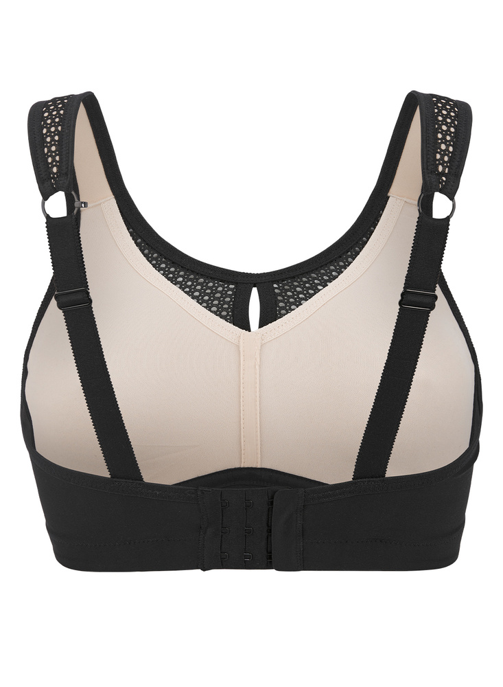 Net impact force sport bra moulded cups, Black/Beige
